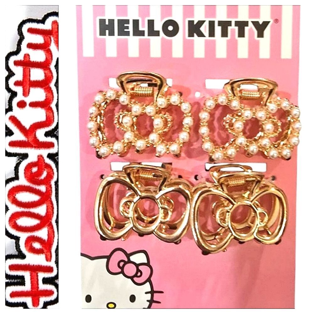 Hello Kitty Pearl Embellished Bow-Shaped Hair Clips
